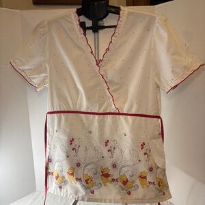 Disney Cherokee Women's Mock Wrap-Top in Winnie the Pooh Scrub Top Size M